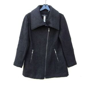 Kenneth Cole Women's Black Asymmetrical Trench Coat Wool